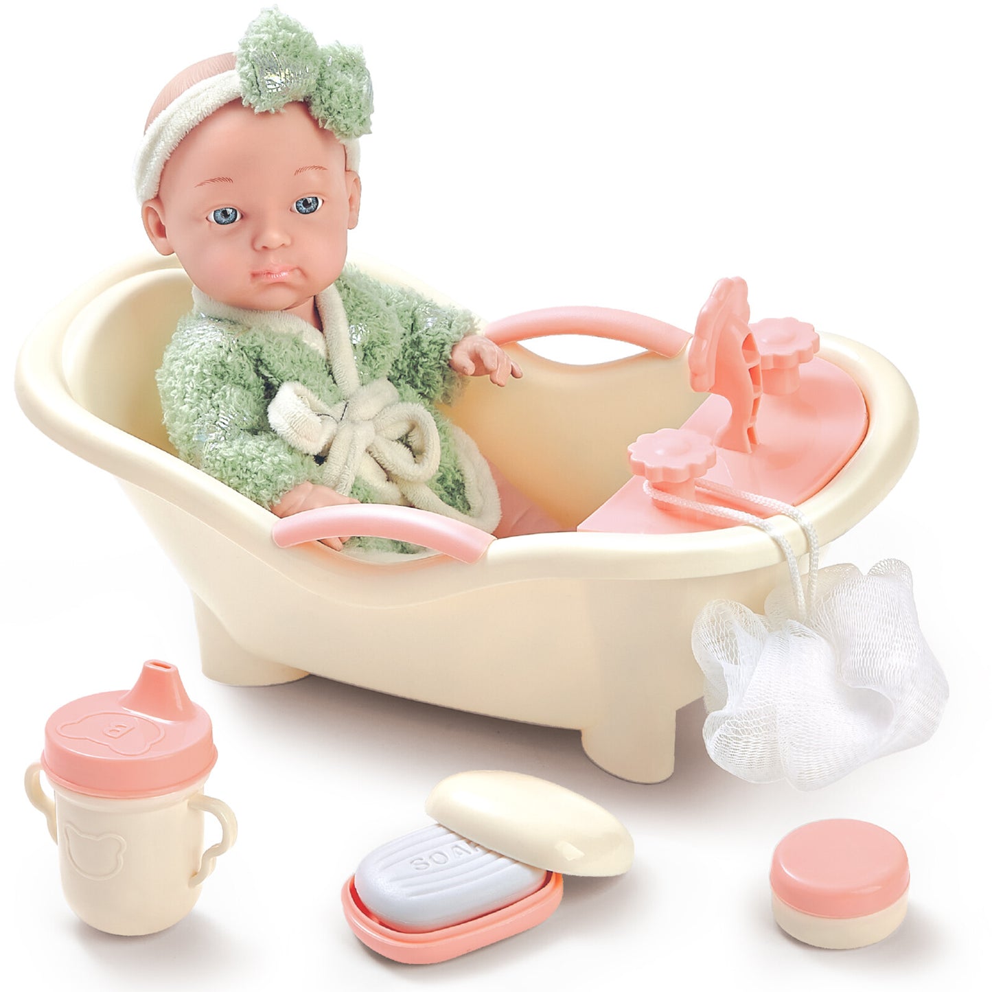 Baby Doll Toy High Chair Set | Cradle, Bath Tub & Pushchair | Role Play Gift for Kids