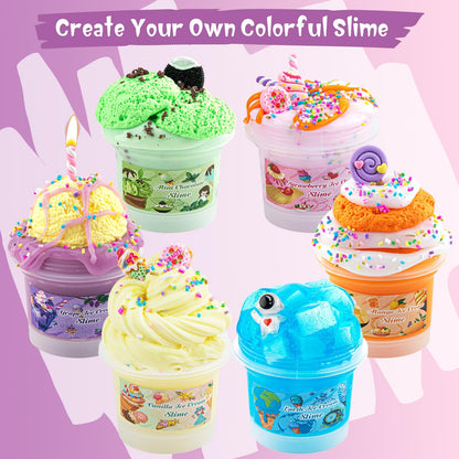 Ice Cream Slime Kit for Girls – 45‑Piece DIY Craft Set with 6 Clear Butter Slimes