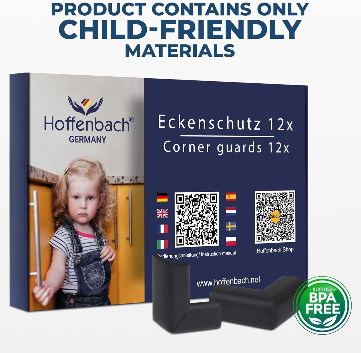 HOFFENBACH Baby Corner Protectors 12‑Pack – Child Safety Table Corner Guards / Edge Protectors