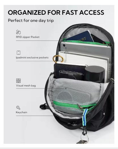 Anti-Theft RFID Blocking Sling Bag | Lightweight Crossbody Backpack for Travel, Hiking & Daily Use