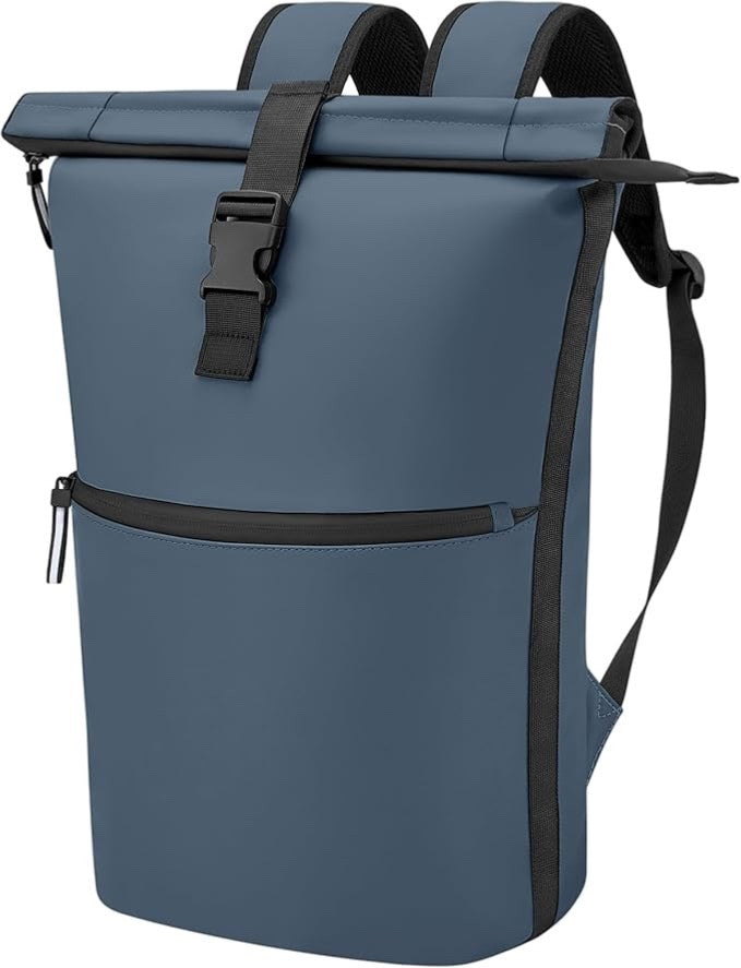 WELDUN Roll Top Laptop Backpack | 18-27L Expandable | Fits 17.3" | Waterproof | Navy