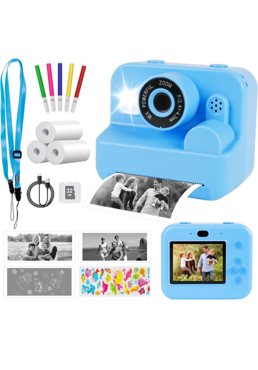 WingFly Kids Instant Print Camera – 1080P HD Digital Camera with 32GB Card