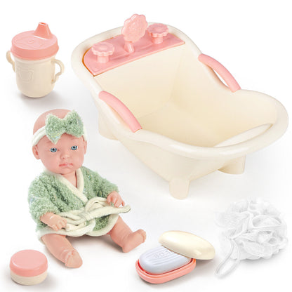 Baby Doll Toy High Chair Set | Cradle, Bath Tub & Pushchair | Role Play Gift for Kids