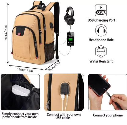 Della Gao Extra Large Laptop Backpack | 45L Anti-Theft | USB Charging Port | Fits 17.3" | Business & Travel