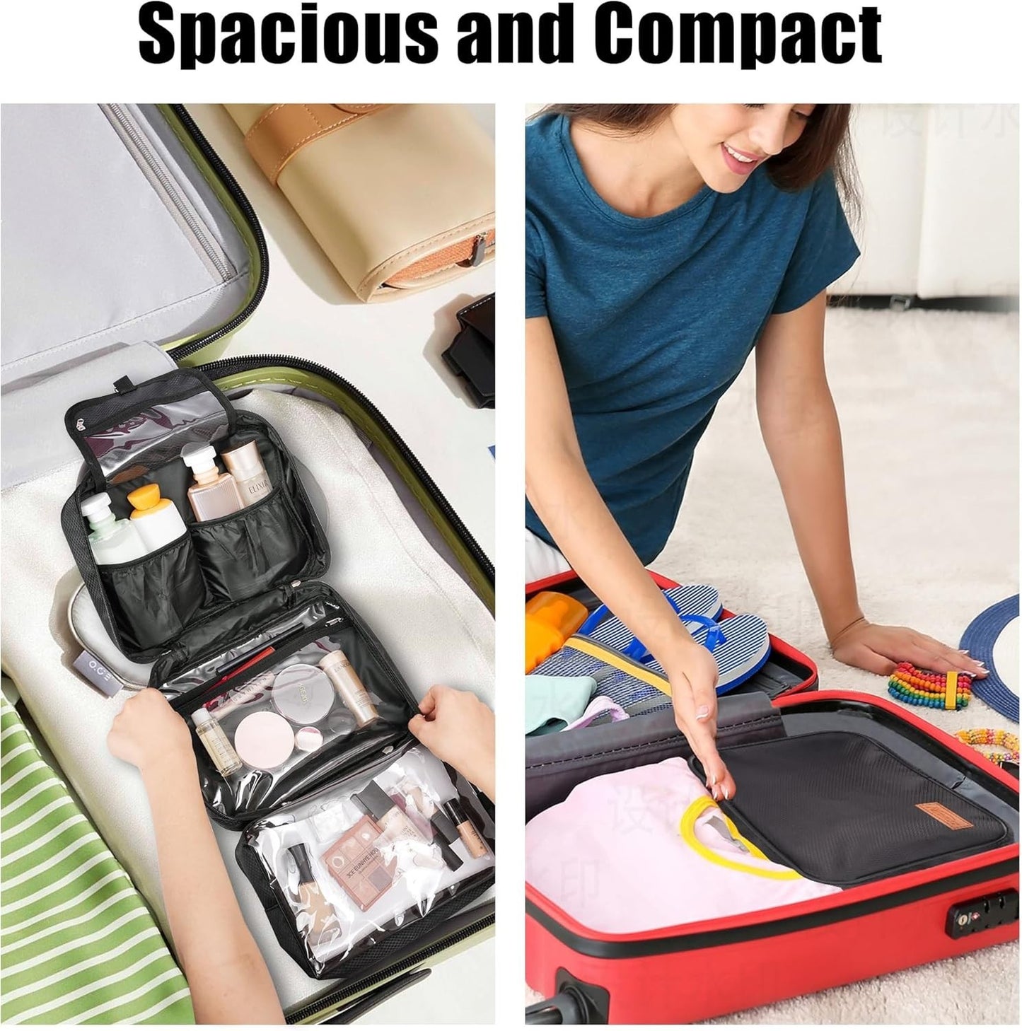 Travel Toiletry Bag, Wash Bag for Women & Men, Hanging Portable Bag with Hook