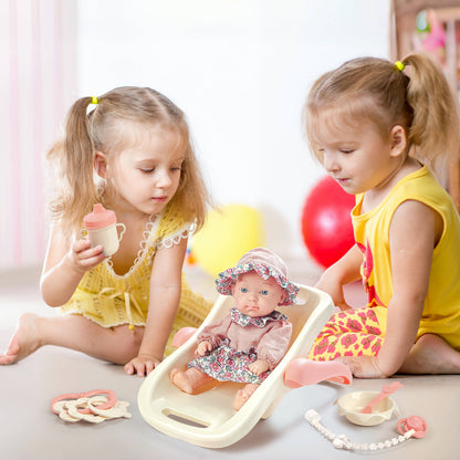 Baby Doll Toy High Chair Set | Cradle, Bath Tub & Pushchair | Role Play Gift for Kids