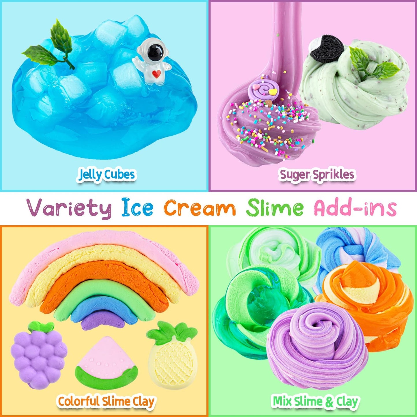Ice Cream Slime Kit for Girls – 45‑Piece DIY Craft Set with 6 Clear Butter Slimes