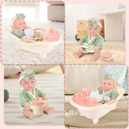 Baby Doll Toy High Chair Set | Cradle, Bath Tub & Pushchair | Role Play Gift for Kids