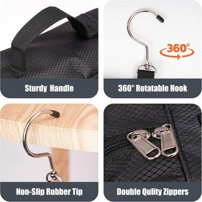 Travel Toiletry Bag, Wash Bag for Women & Men, Hanging Portable Bag with Hook