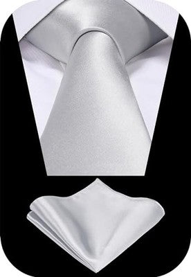 TIE G 5‑Piece Tie Set in Gift Box – Solid Colour Necktie Set (White or Black) – A Silver