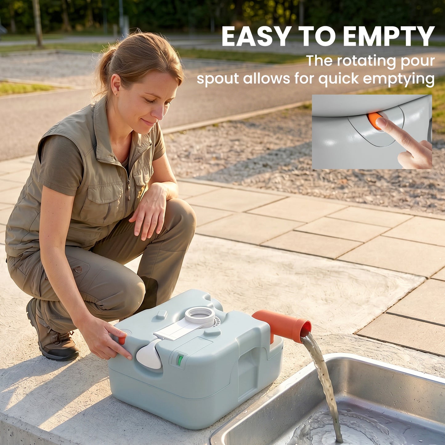 Outsunny 22L Portable Camping Toilet | Anti-Leak Travel Toilet