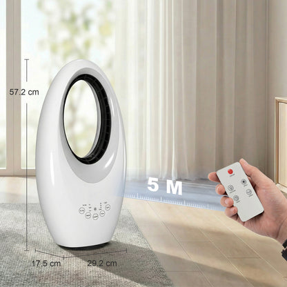 HOMCOM Bladeless Tower Fan with 4-Colour LED Mood Light | 36dB, 6m/s, 60° Oscillation, 7.5H Timer, Remote — White