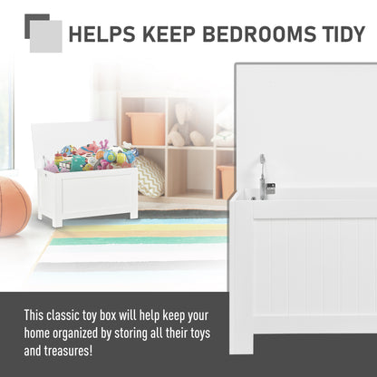 HOMCOM Lift-Top Storage Chest | Toy Box & Blanket Storage Bench, White
