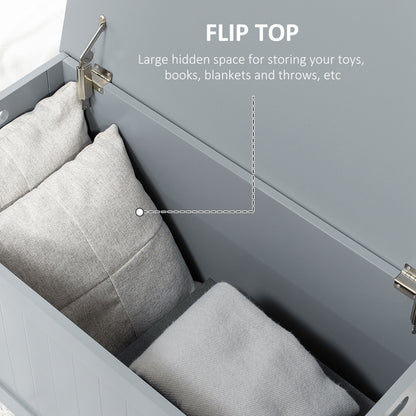 HOMCOM Grey Lift-Top Storage Chest | Toy Box & Blanket Storage Bench