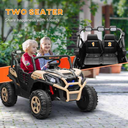 AIYAPLAY 24V two-seater kids electric ride-on car in khaki - product view 5