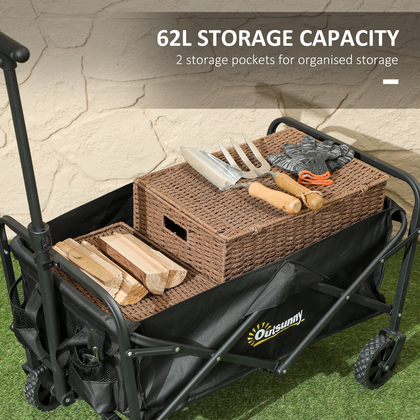 Compact foldable trolley cart with adjustable handle
