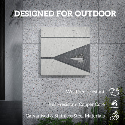 HOMCOM Wall Mounted Post Box - Modern Weatherproof Letterbox with Lock & Keys - Stainless Steel Design for UK Homes