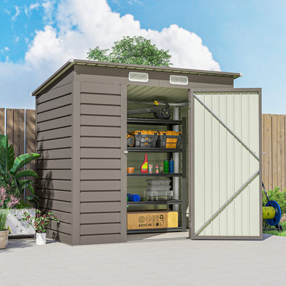 Outsunny 4 x 6ft Galvanised Metal Garden Shed | Grey
