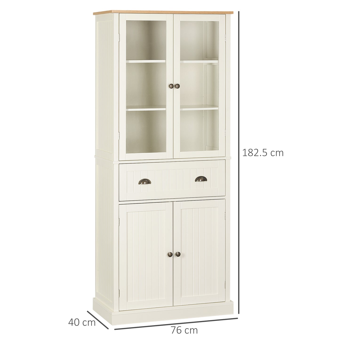 HOMCOM Freestanding Kitchen Cupboard | 5-Tier Pantry Storage Cabinet, Cream White