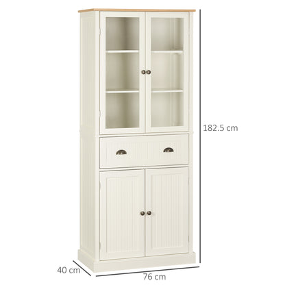 HOMCOM Freestanding Kitchen Cupboard | 5-Tier Pantry Storage Cabinet, Cream White