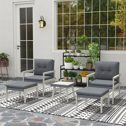 Outsunny 5-Piece Rattan Patio Set | Wood-Top Table