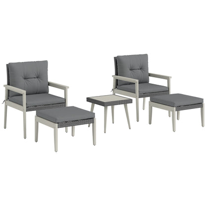 Outsunny 5-Piece Rattan Patio Set | Wood-Top Table