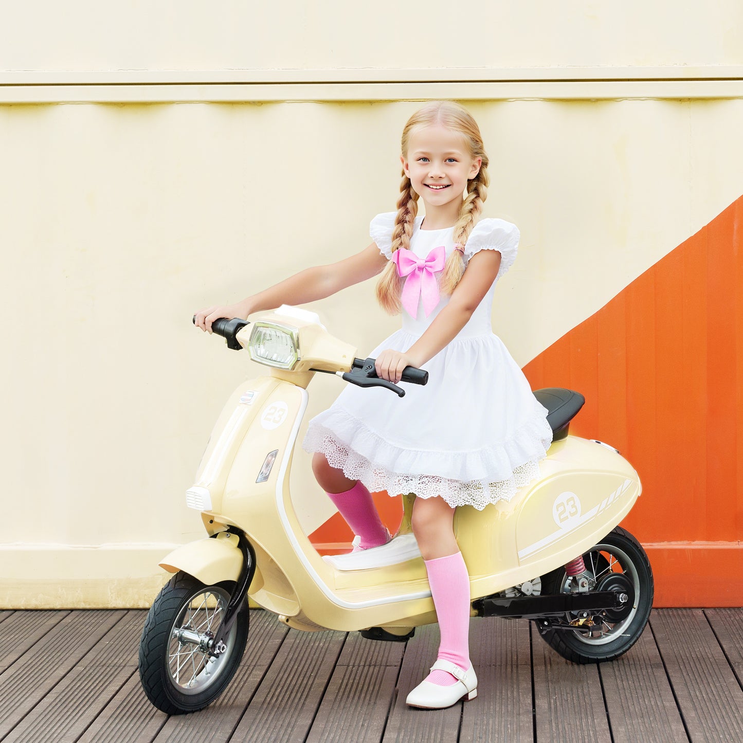 AIYAPLAY 24V kids electric motorbike in beige - product view 2