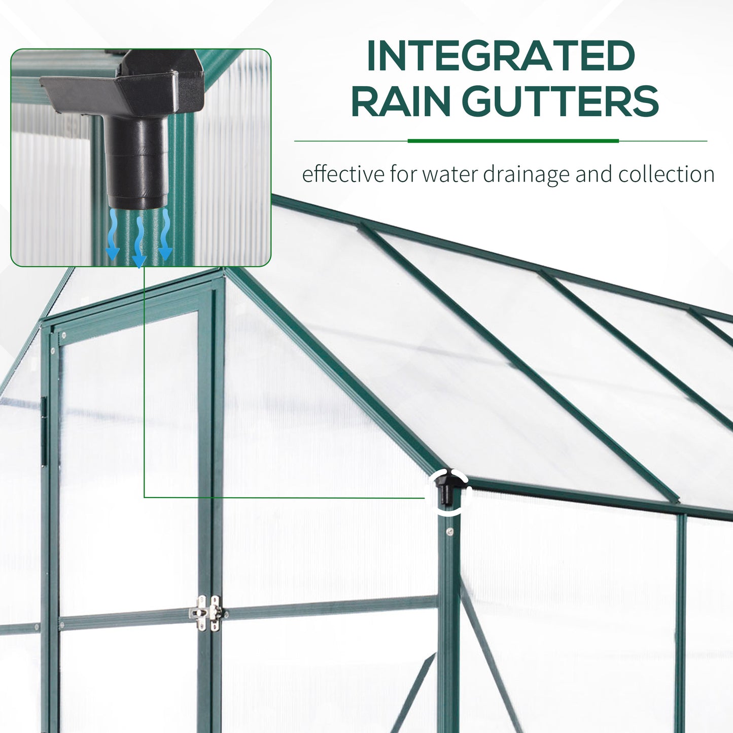 Outsunny six by eight foot polycarbonate walk-in greenhouse - product view 8
