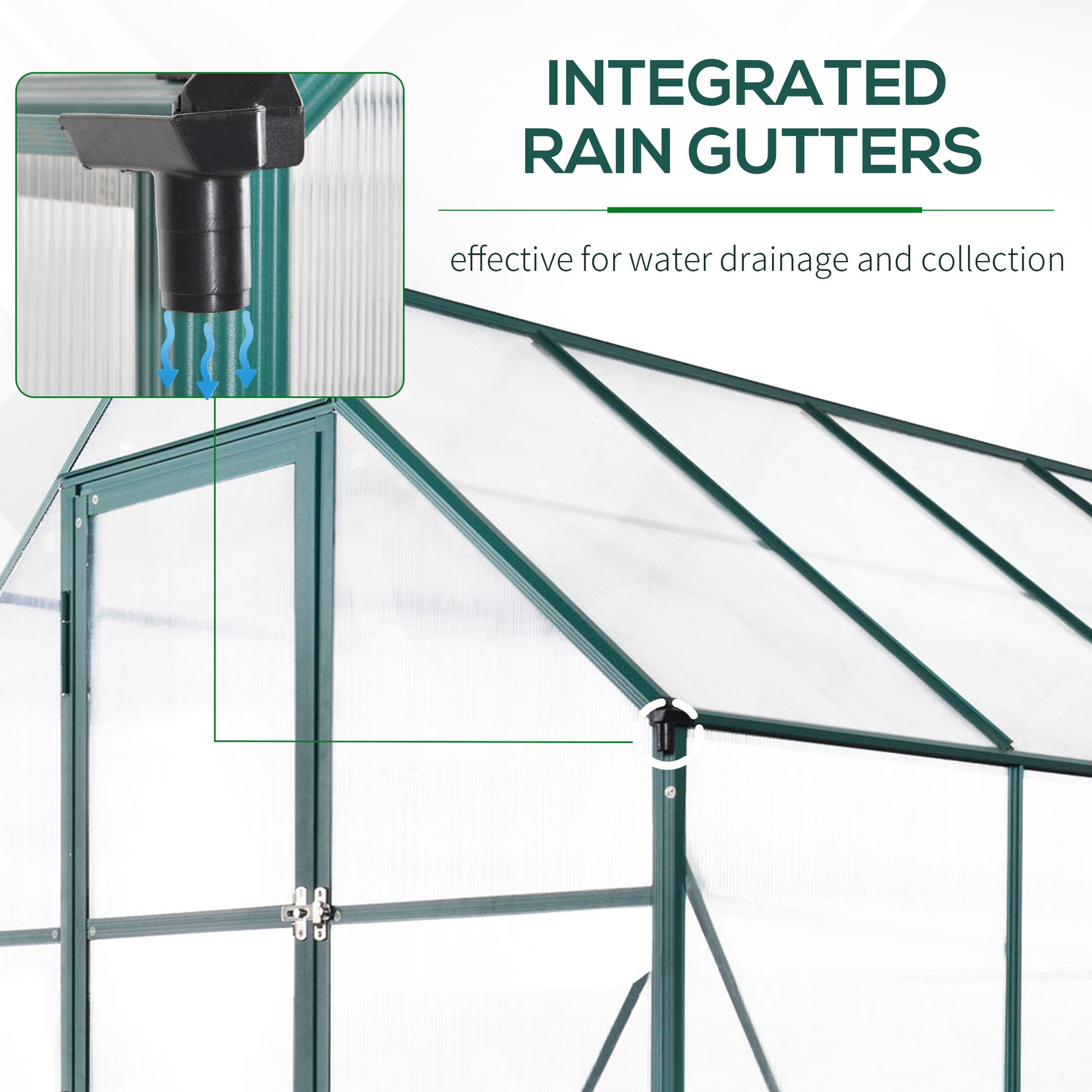 Outsunny six by eight foot polycarbonate walk-in greenhouse - product view 8