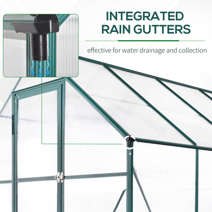 Outsunny six by eight foot polycarbonate walk-in greenhouse - product view 8