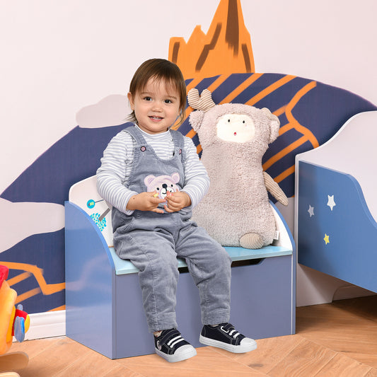 HOMCOM Kids’ Toy Storage Bench – Blue, 60cm