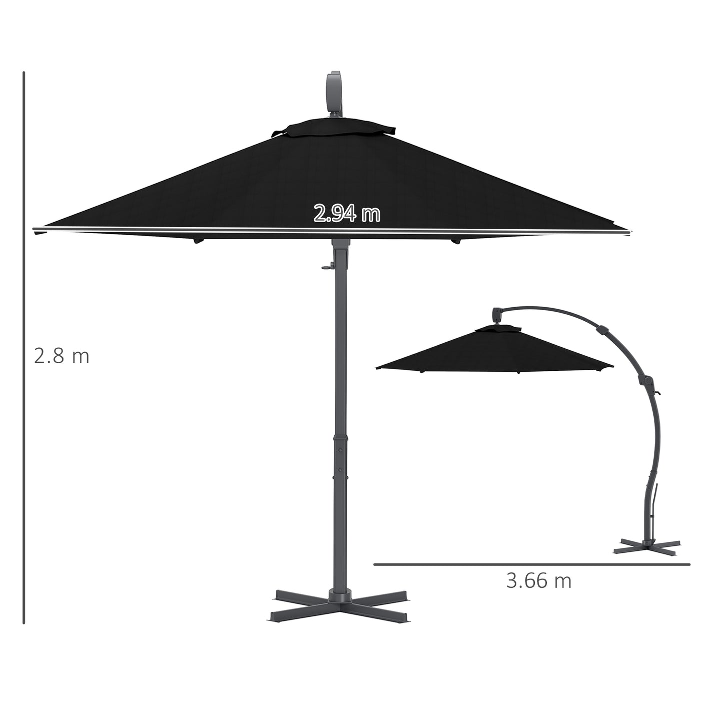 Outsunny 3m Cantilever Garden Parasol | 360 Degree Rotation