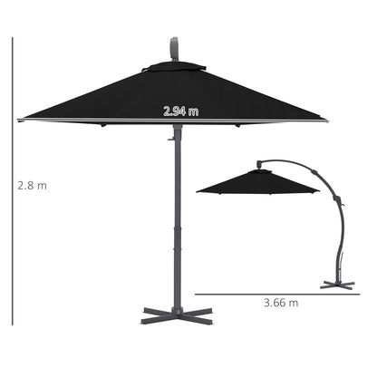 Outsunny 3m Cantilever Garden Parasol | 360 Degree Rotation
